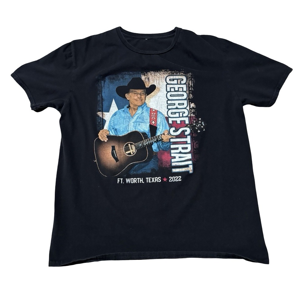 George Straight 2022 Tour Fort Worth Texas Double Sided Graphic T Shirt LG 21x26
